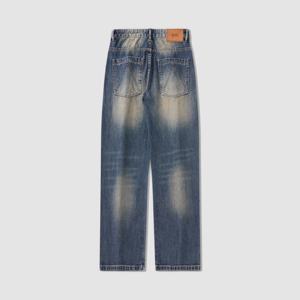 Logo personnalisé pantalon taille moyenne coupe ample <span class=keywords><strong>jean</strong></span> denim jambe droite baggy hommes jambe large délavé à l'acide <span class=keywords><strong>jean</strong></span> baggy pantalon hommes - Product Image 1