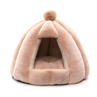 SUREWALHOME Lit semi-fermé pour animaux de compagnie Lit de grotte de chat lavable en peluche Maison pour animaux de compagnie avec coussin Maison pour chiots moelleux pour intérieur