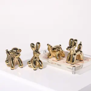 Ornements de table en céramique plaqués or de luxe écologiques, style Art déco, <span class=keywords><strong>chien</strong></span> ballon, décoration intérieure, armoire à vin écologique - Product Image 1