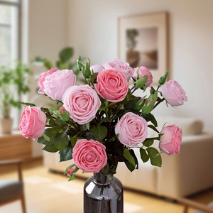 ดอกกุหลาบประดิษฐ์ CallaFloral สีชมพูอ่อน ผ้าทอแบบกันน้ำ สำหรับตกแต่งงานแต่งงานและบ้าน - Product Image 1