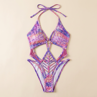 Op maat gemaakte carnavalsfestival monokini fabrikant zwemkleding cut-out one-piece badpak dames hoge beenuitsnijding backless private label