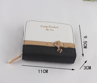 Portefeuille court décontracté pour femme, style coréen, mignon, à double rabat, fermeture à pression, fermeture éclair, couleur unie, en PU durable et polyester, pour étudiante