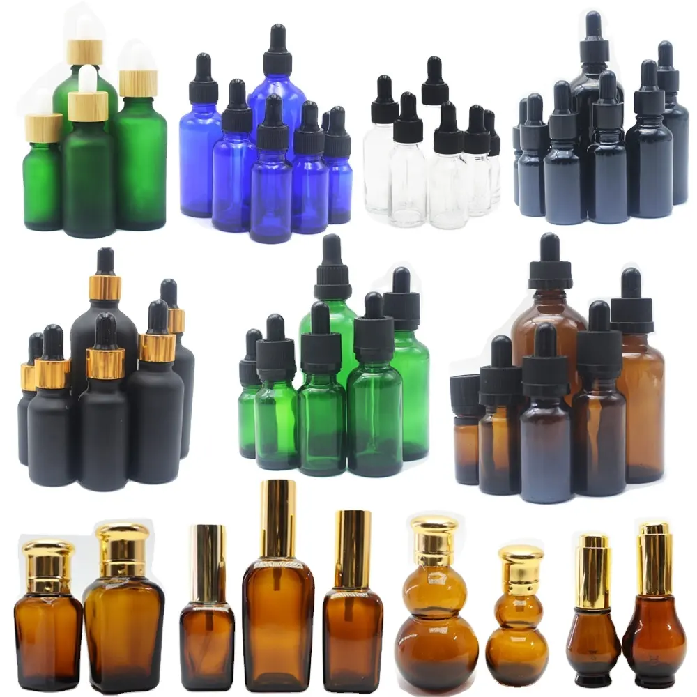 Garrafa de vidro euro 5ml, 10ml, 15ml, 20ml, 30ml, 50ml, 100ml, óleo de barba, óleo essencial/óleo de cosméticos, garrafa de vidro