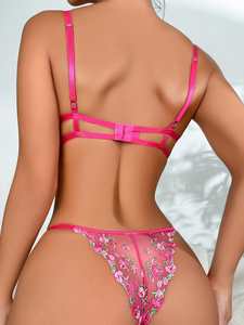 Conjunto de ropa interior íntima para mujer, venta al por mayor con etiqueta personalizada, sujetador y bragas con aros de copa suave, conjuntos de lencería <span class=keywords><strong>Sexy</strong></span> para mujer - Product Image 2