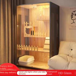 Lüks ahşap büyük uzay Pet kafesleri nem geçirmez inşaat ahşap kedi Villa tırmalamak kurulu kedi evleri - Product Image 5