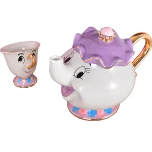 Unique Xmas Birthday Gifts Cartoon Beauty And The Beast Mrs. Potts Chip Tea Pot & Cup set Teapot Mug ( Pot & Cup)