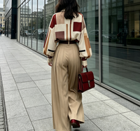 Ensemble deux pièces pour femmes, chemise à manches longues et pantalon large à taille haute, vêtements pour femmes pour le bureau, les soirées et les fêtes