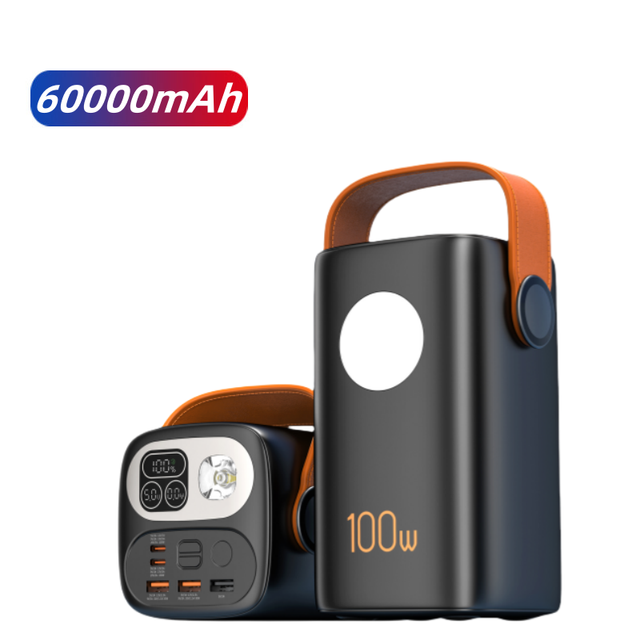 Power Banks for Laptop 100W+22.5W PD+QC Fast Charging 60000mAh Outdoor Power Bank with Light High Capacity