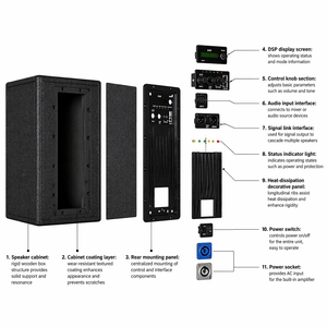 Subwoofer professionnel <span class=keywords><strong>ME</strong></span>-15SA PRO 1800W |   Haut-parleur de basses haute performance de 15 pouces à bobine en néodyme avec DSP - Product Image 6