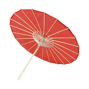 Guarda-chuva de seda elegante de papel oleado artesanal vermelho teto decoração de casamento guarda-sol chinês