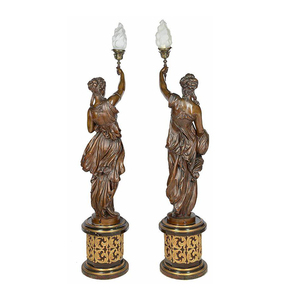 Decorazione <span class=keywords><strong>per</strong></span> la <span class=keywords><strong>casa</strong></span> moderna in metallo fuso a grandezza naturale figura scultura in bronzo donna in bronzo lampada statua - Product Image 3