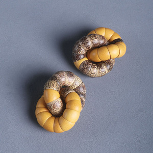 Golden Bamboo Bracelet <b>Large</b> Intestine Shape Hand Held Buddhist Prayer <b>Beads</b> Unisex Cultural Collectible Jewelry - Product Image 2