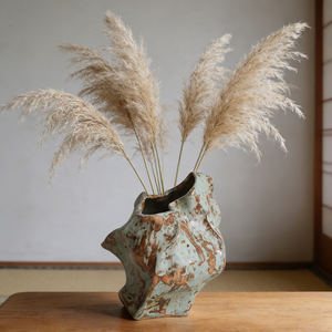 <span class=keywords><strong>Vase</strong></span> en céramique Wabi-Sabi irrégulier, vert rustique et marron texturé, pour herbe de la <span class=keywords><strong>pampa</strong></span> séchée, <span class=keywords><strong>vase</strong></span> en grès fait main, Art Déco - Product Image 4
