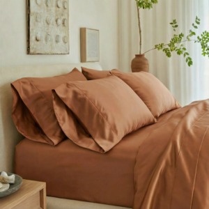 Parure de <span class=keywords><strong>lit</strong></span> quatre pièces en tissu de fibre de bambou rose pâle, absorbant l'humidité, durable, avec drap-housse, idéale pour la famille - Product Image 1
