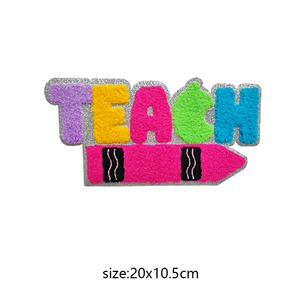 Tamaño grande colorido brillo Chenille enseñar lápiz lentejuelas camisa parches hierro en profesor para Jeans ropa - Product Image 2