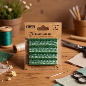 Nastro in Pizzo Ilan 1,7 Cm X 1,5 M Verde per Decorazioni Artigianali - Product Image 2