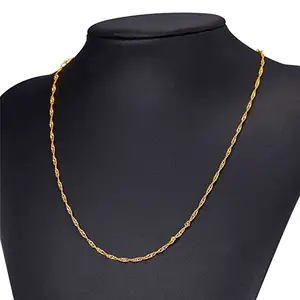 DAOCHONG rose 18k gold plated singapore chain necklace jewelry 925 sterling silver twisted water wave chain