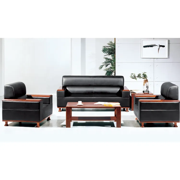 Toptan ofis mobilyaları kanepe modern yeni modeller 1 + 1 + 3 PU deri ofis kanepeler seti