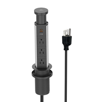 Enchufe de escritorio emergente de 60 mm con cargador inalámbrico de 15 W, USB-C PD de 20 W, USB-A de 18 W y 3 tomas de CA, regleta retráctil