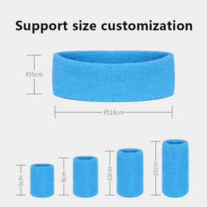 Fabrika toptan özel elastik Terry pamuk polyester noel tenis spor bileklik kadınlar erkekler için ter bantları saç bandı seti - Product Image 5
