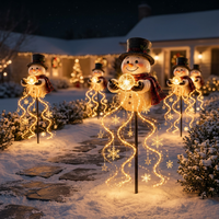 Décoration de jardin de Noël solaire TSINYE, bonhomme de neige lumineux, lumière LED blanche chaude en spirale, ornement flocon de neige, décoration de jardin pour les fêtes