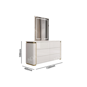 <span class=keywords><strong>Commode</strong></span> de chambre à coucher NOVA moderne en chêne massif <span class=keywords><strong>blanc</strong></span> brillant avec miroir de vanité et armoire de rangement - Product Image 2