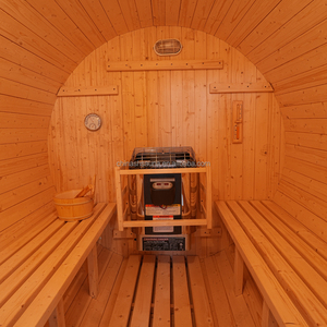 Sauna a Botte da Esterno AmeGarden in Legno <span class=keywords><strong>di</strong></span> Pino Bianco Naturale per Spa Domestica e Benessere, 2-4 Persone, Disponibile - Product Image 2