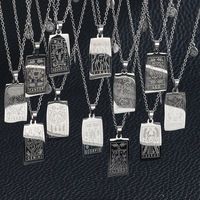 Collier pendentif classique avec carte de tarot des 12 signes du zodiaque, plaqué or 18 carats, acier inoxydable, étanche, anti-ternissement, cadeau pour femme, bijoux