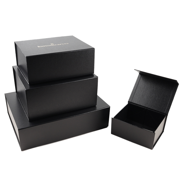 Flexography Luxury Custom Logo Biodegradable Recyclable Matte Black Magnetic Embossing Folding Gift Box for Large Clothing