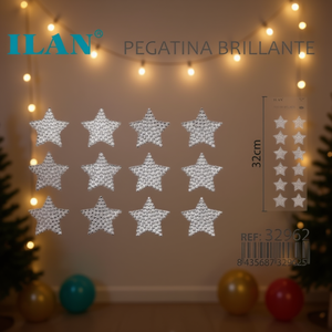 Adesivo con strass Ilan a forma di stella, 32 cm, decorativo e scintillante - Product Image 2