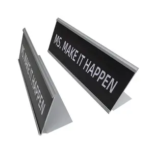 Ms. Make it happen silver aluminium Holder Officemate Name Plate