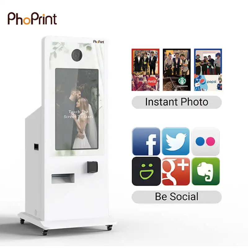 Xách tay DSLR kỹ thuật số thanh toán thẻ tín dụng ma thuật gương Photo Booth kiosk với máy in