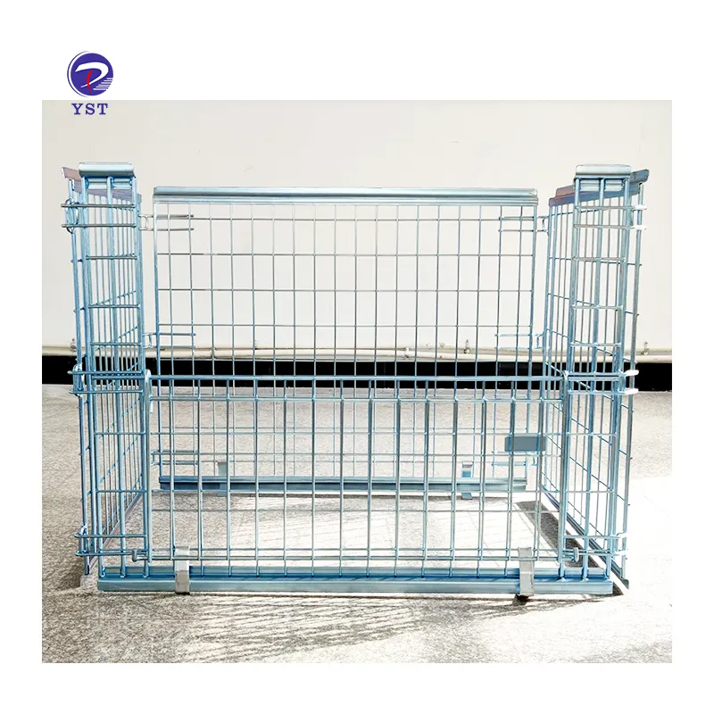 Heavy duty standard size collapsible stackable galvanized metal steel cage pallet
