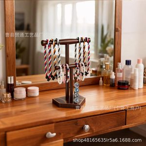 Wooden Jewelry Display Rack Double Layer Tree Material Home Storage <b>Necklace</b> <b>Ring</b> Bracelet Organizer - Product Image 4