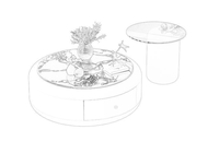 Meuble TV et Table Basse Combinés Durables et Mobiles, Style Moderne de Luxe, en Bois et Plateau en Marbre, pour Salon et Appartement Compact, avec Rangement