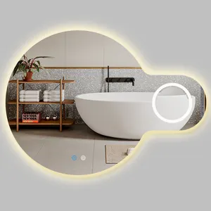 Fullken light Defogger Wand montage LED Smart Badezimmers piegel unregelmäßig geformte hintergrund beleuchtete Smart Badezimmers piegel mit Vergrößerung