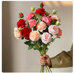 Bouquet di Peonie Artificiali in Plastica, Stile Naturale, per Sala da Pranzo, Fioritura Ricca ed Eterna, per San Valentino e Festa della Mamma - Product Image 2