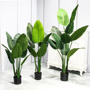 Plantes vertes d'intérieur haut de gamme artificielles : Ficus lyrata, Tournesol à queue lâche, Bananier du <span class=keywords><strong>voyageur</strong></span> – Toutes en pot et en plastique - Product Image 5