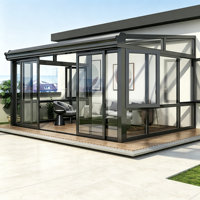 Véranda en aluminium et verre avec portes coulissantes, extension préfabriquée de jardin d'hiver extérieur