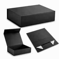 Boîte cadeau magnétique noire de luxe, emballage en papier pliable, boîte en carton avec fermeture magnétique pour les boîtes cadeaux de mariage et d'anniversaire