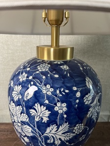 Modern luxury gold brass <strong>bottom</strong> and holder ceramic vase pattern lamp with pleated shade - Product Image 5