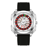 Montre à quartz pour homme VA VA VOOM 2971, design élégant avec cadran de roulette de casino, bracelet en silicone étanche, pour un usage professionnel et décontracté