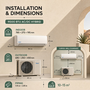 Climatiseur solaire 24V 48V 9000-36000 BTU hors réseau, système split pour extérieur, chauffage et refroidissement pour maison et villa SLD-DCAC-9000A SLD-D - Product Image 5