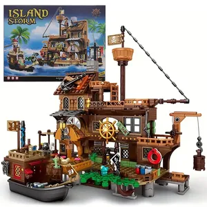 Blocs <span class=keywords><strong>de</strong></span> construction créatifs <span class=keywords><strong>de</strong></span> forteresse insulaire médiévale, pirate, château, bateau d'aventure, cabane <span class=keywords><strong>en</strong></span> rondins, modèle <span class=keywords><strong>de</strong></span> bateau, briques à assembler, jouet <span class=keywords><strong>en</strong></span> <span class=keywords><strong>plastique</strong></span> - Product Image 2