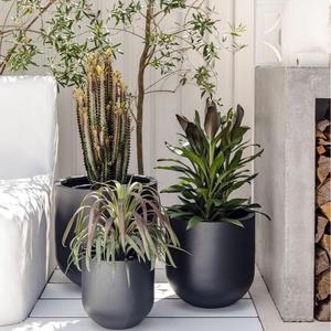 Vaso <span class=keywords><strong>di</strong></span> <span class=keywords><strong>fiori</strong></span> rotondo in fibra <span class=keywords><strong>di</strong></span> vetro resistente con finitura verniciante per decorazioni per la casa e il giardino - Product Image 6