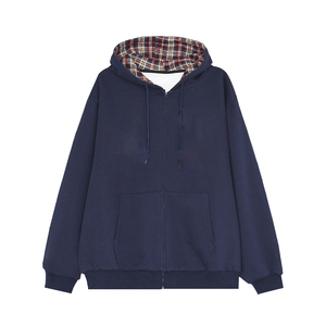 Sweat à <span class=keywords><strong>capuche</strong></span> zippé en molleton <span class=keywords><strong>avec</strong></span> <span class=keywords><strong>capuche</strong></span> à carreaux en gros Sweat à <span class=keywords><strong>capuche</strong></span> zippé pour hommes <span class=keywords><strong>avec</strong></span> fermeture éclair personnalisée - Product Image 1