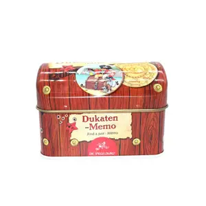 Caja de lata de regalo del Tesoro con Bisagras de metal irregular impresa personalizada al por mayor reciclable con tapa en forma de arco