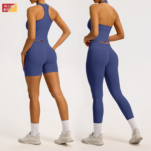 Ensemble de yoga Allure Body pour femme, 2 pièces, couleur unie, col montant, fermeture éclair intégrale, manches longues avec trous pour les pouces, vêtements de sport - Product Image 2