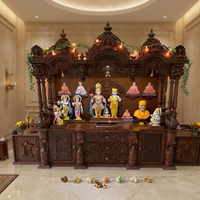 Templles sur mesure de grande taille avec armoire – Achetez un Mandir Krishna en bois de grande taille à prix de gros – Mandir Swaminarayan marron USA