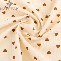 HAPPEAK Double gaze tissus froissés respirant coeur imprimé mousseline coton tissu pour bébé couverture
